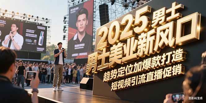 2025男士美业新风口，趋势定位加爆款打造，短视频引流直播促销