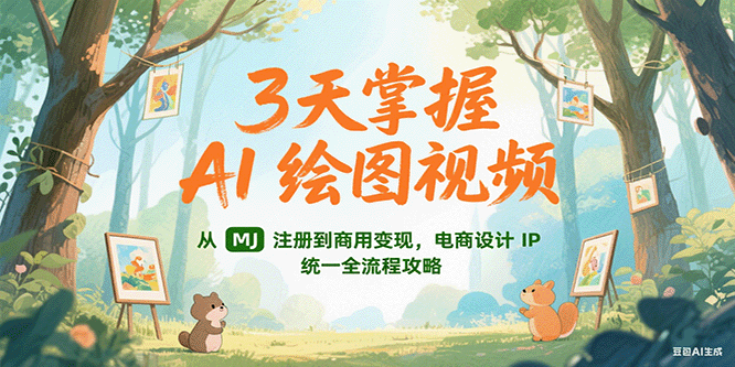 3天掌握AI绘图视频，从MJ 注册到商用变现，电商设计IP统一全流程攻略