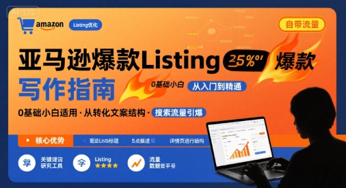 亚马逊爆款Listing写作方法，亚马逊0基础小白也能写爆款自带流量的Listing