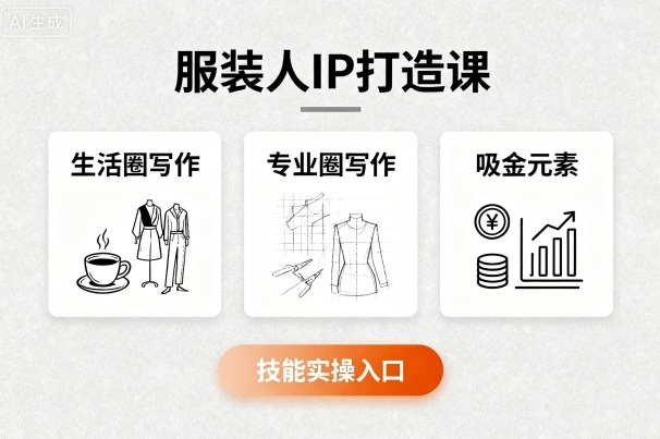 服装人IP打造课，文案创富+生活圈写作+专业圈写作+服装人专属+吸金元素+技能实操