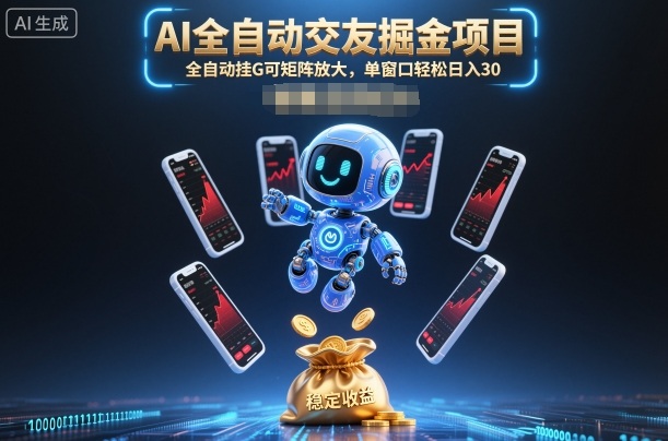 AI全自动交友掘金项目，全自动挂G可矩阵放大，单窗口轻松日入30+【揭秘】