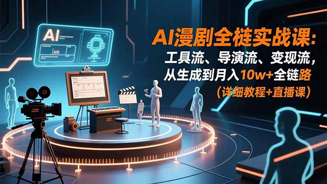 AI漫剧全栈实战课：工具流、导演流、变现流，从生成到月入10w+全链路 (详细教程+直播课