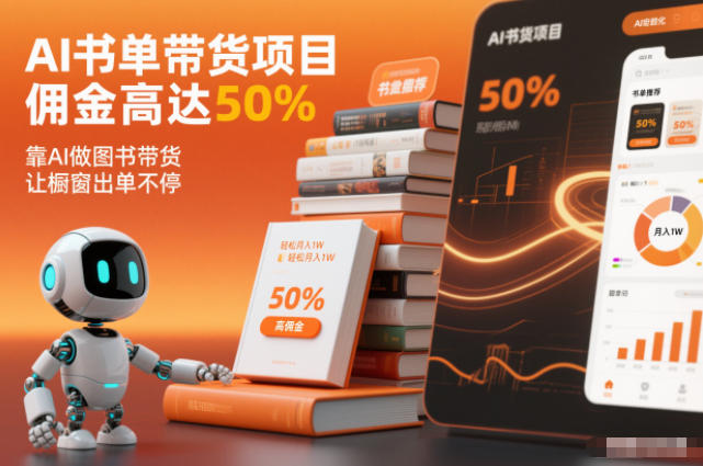 AI书单带货项目,佣金高达50%,靠AI做图书带货,让橱窗出单不停,轻松月入1W