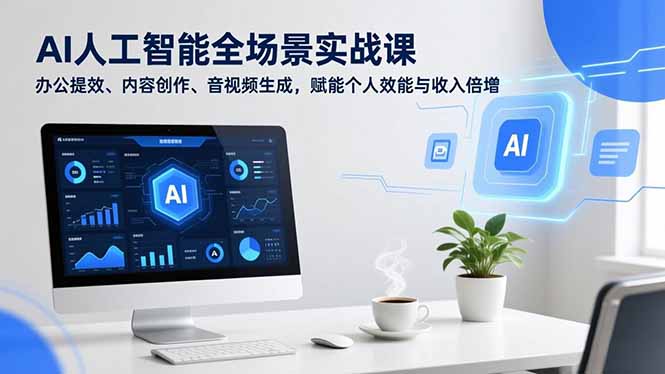 AI人工智能全场景实战课，办公提效、内容创作、音视频生成，赋能个人效能与收入倍增