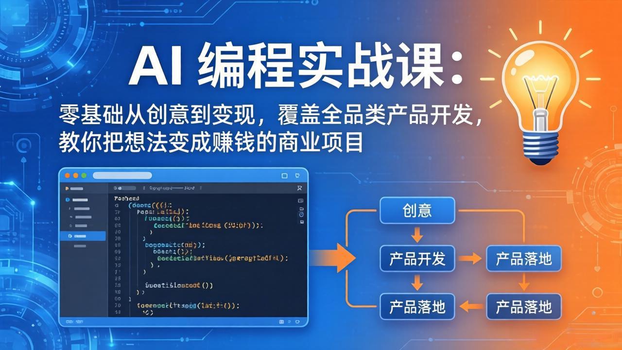 AI编程实战课-第三期：零基础从创意到变现，覆盖全品类产品开发，把想法变成赚钱的商业项目