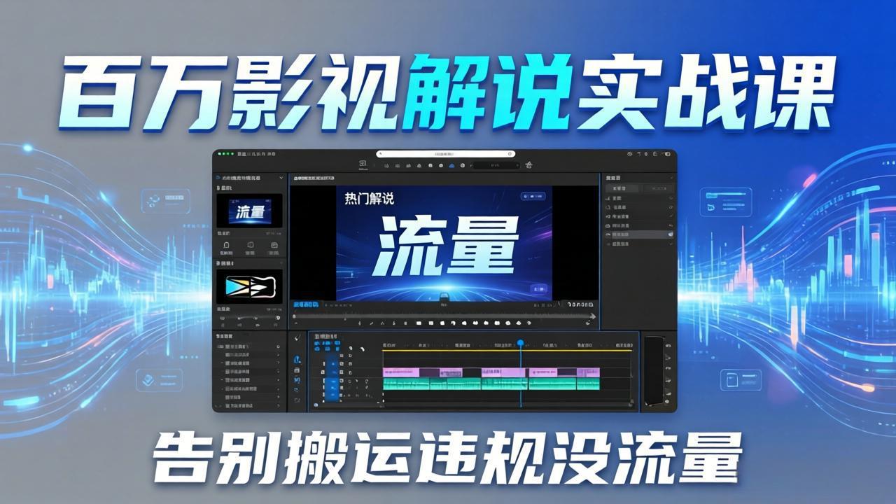 百万影视解说实战课：告别搬运违规没流量，AI文案+配音+剪映，做出能上热门的解说视频
